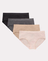 Hanes Girls’ Tween Underwear Seamless Hipster Pack, Neutrals, 4-Pack