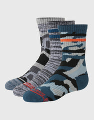 Hanes Originals Boys' Crew Socks Pack, Moisture Wicking, 3-Pairs