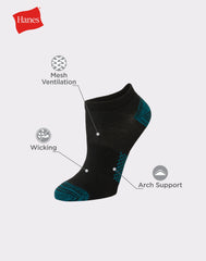 Hanes X-Temp Women's No Show Socks, Extended Sizes, 6-Pairs